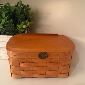Peterboro Basket Co Rectangular Basket Woven Storage ASH with Lid USA